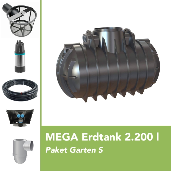 MEGA Premium Erdtank 2.200 l Paket Garten S