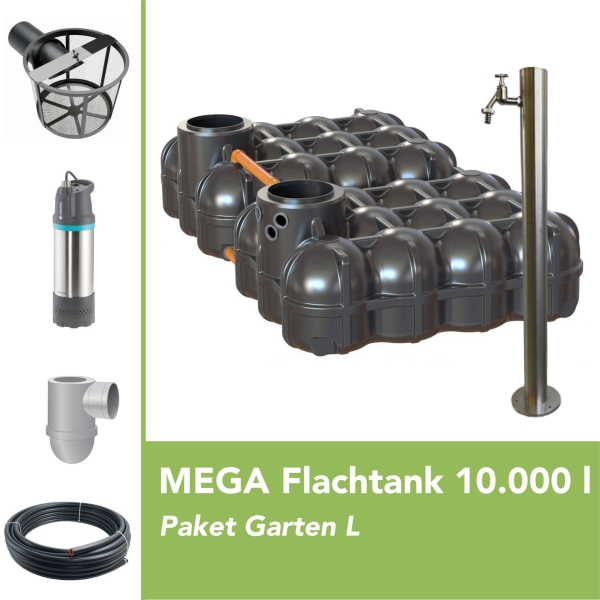 MEGA Premium Flachtank 10.000 l Paket Garten L