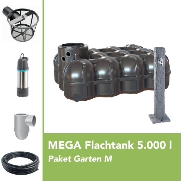 MEGA Premium Flachtank 5.000 l Paket Garten M