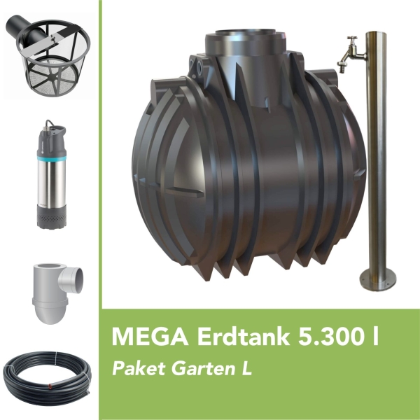 MEGA Premium Erdtank 5.300 l Paket Garten L