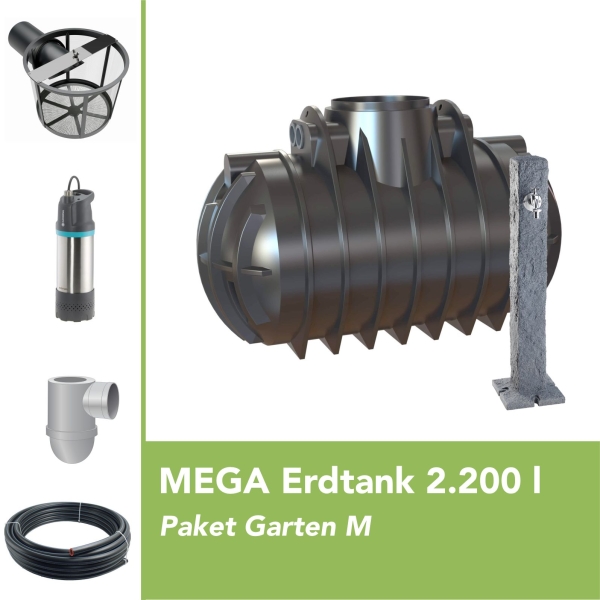 MEGA Premium Erdtank 2.200 l Paket Garten M