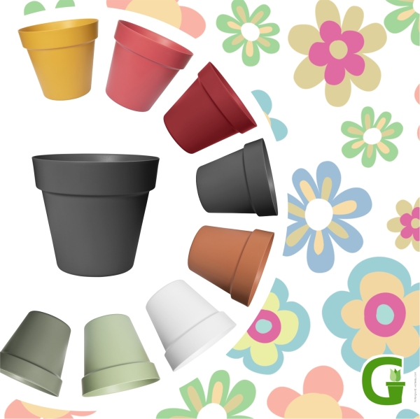 Flower Power Blumentöpfe in tollen Farben aus 100% recyceltem Kunststoff