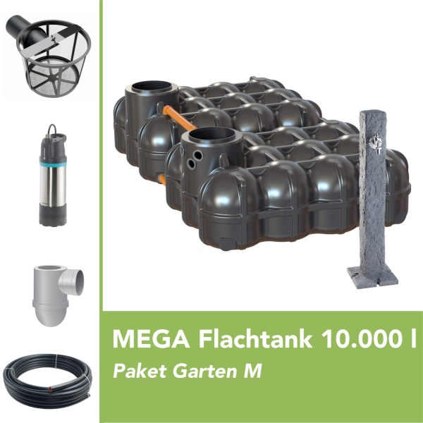 MEGA Premium Flachtank 10.000 l Paket Garten M